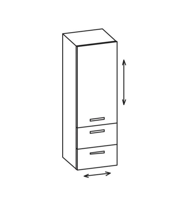 Artiqua 400 Variabler Midischrank, Anthrazit Hochglanz, 400-MVL-1-44-R-7015-51