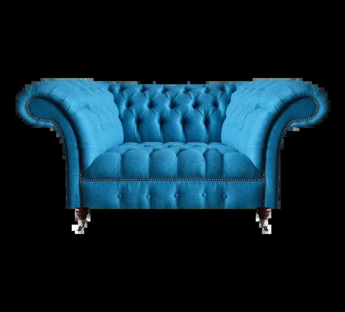 Blauer Chesterfield Textil Zweisitzer Sitzmöbel Designer Edle Sitzsofas