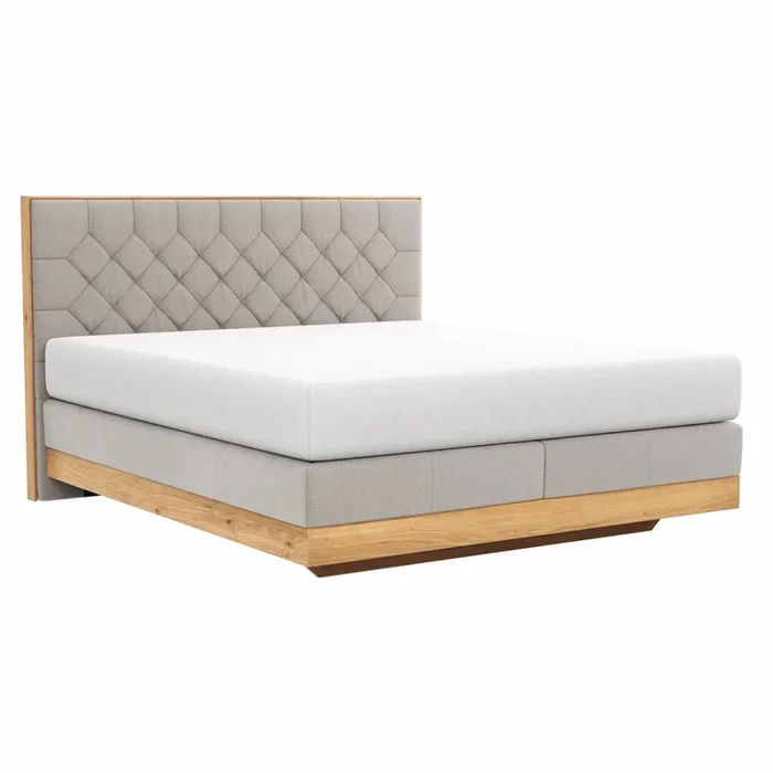 Boxspringbett Alpin Luxe – Liegefläche ca. 180×200 cm, Stoff, Graubeige