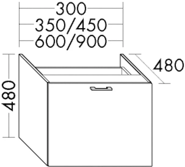 Burgbad Unterschrank Sys30 PG4 Sana 480x450x480 Trend- oder RAL-Farbe HGL, WUGS045F5348