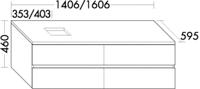 Burgbad Waschtischunterschrank Cube PG3 460x1606x595 Dunkelgrau Hochglanz, WWXZ160LF3804