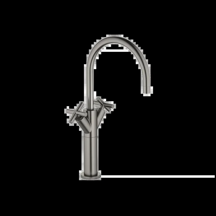 Dornbracht Tara. Zweigriff-Armatur 22533892-99 für Waschtisch, erhöhter Standfuß, ohne Ablaufgarnitur, Dark Platinum matt