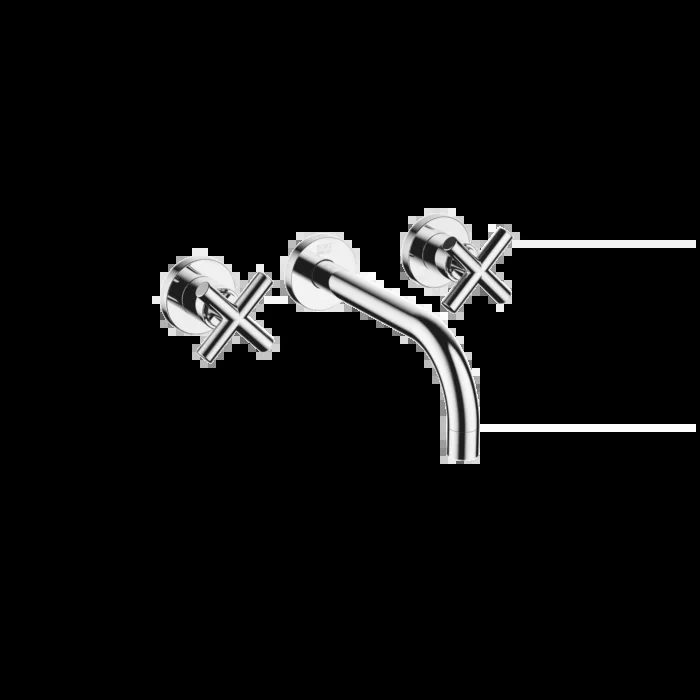 Dornbracht Waschtisch-Wandbatterie Tara. 367128920 chrom, Ausladung 190mm, Kreuzgriffe