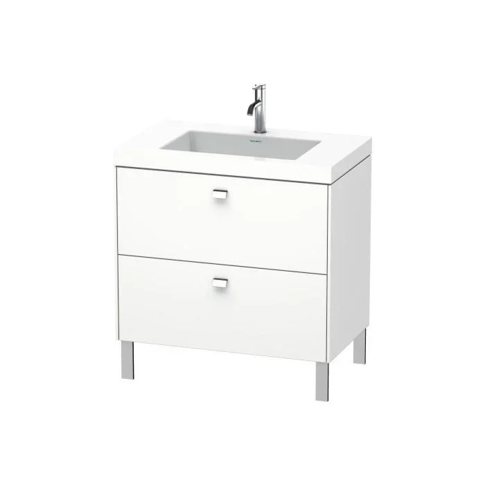 Duravit Brioso c-bonded Waschtisch mit Unterbau BR4701N1018, 80x48cm, Weiß Matt/Chrom, ohne Hahnl.