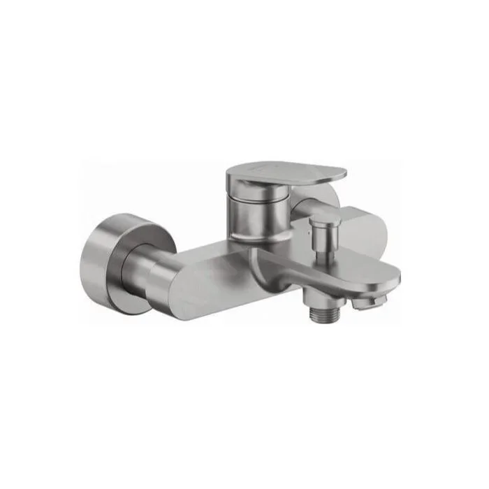 Duravit Wave Wannenarmatur WA5230000070 Aufputz, Umsteller mit automatischer Rückstellung, Edelstahl gebürstet