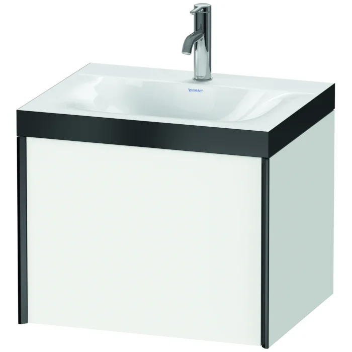 Duravit XViu Waschtisch-Unterschrank XV4609OB218P 60x48cm, 1 Auszug, 1 Hahnloch, schwarz matt, Rahmen P, weiß matt