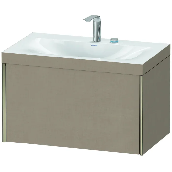 Duravit XViu Waschtisch-Unterschrank XV4610EB175C 80x48cm, 1 Auszug, 2 Hahnloch, champagner matt, Rahmen C, leinen