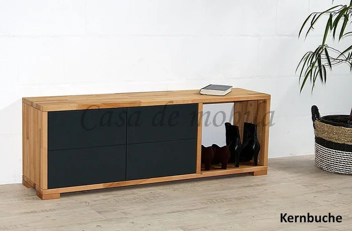 Flurbank CONTRA 134x46x33cm Kernbuche massiv geölt / anthrazitgrau lackiert