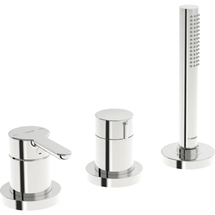 Hansa Hansadesigno Fertigmontageset 53259063 Einhebelmischer für alle 3-Loch-Einbausets, Rosette rund, chrom