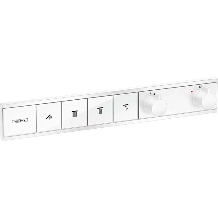 hansgrohe RainSelect Fertigmontageset 15382700 mattweiß, Thermostat, 4x Verbraucher, Unterputz