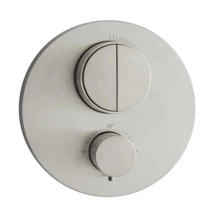 Herzbach Design iX Fertigmontageset 17.803050.1.09 Unterputz-Thermostat, 2 Verbraucher, Edelstahl gebürstet