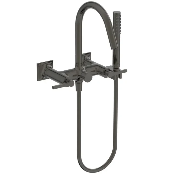 Ideal Standard Joy Neo Zweigriff-Wannenarmatur BD163A5 AP, mit Handbrause-Set, Ausladung 190mm, magnetic grey