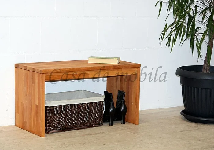 Massivholz Flurbank Sitzbank GOMMA 82x45x40cm Kernbuche massiv natur geölt