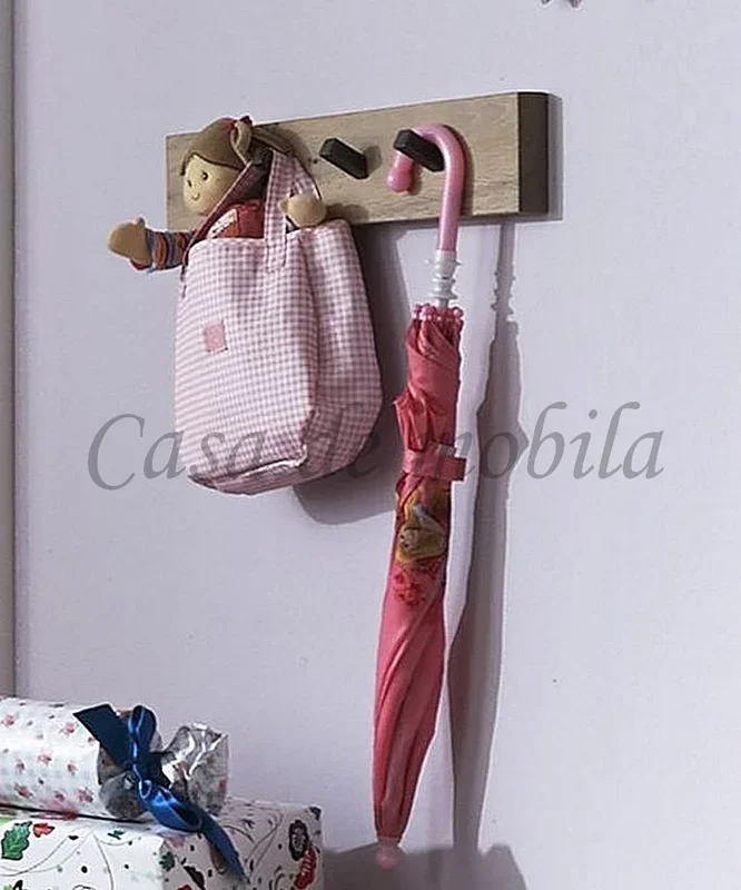 Massivholz Garderobe mit 4 Kleiderhaken 50x9x6cm ROCK IT Balkeneiche massiv white-wash