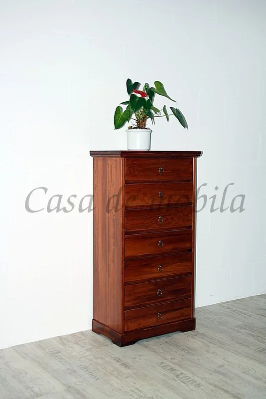Massivholz Schubladenkommode 60x112x35cm DECOR Pappel massiv kirschfarben lackiert