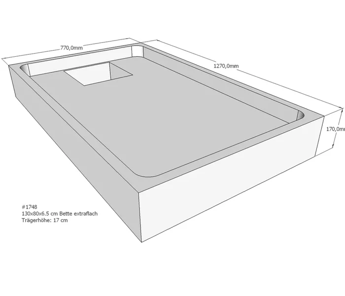 Neuesbad Wannenträger für Bette extraflach 130x80x6,5