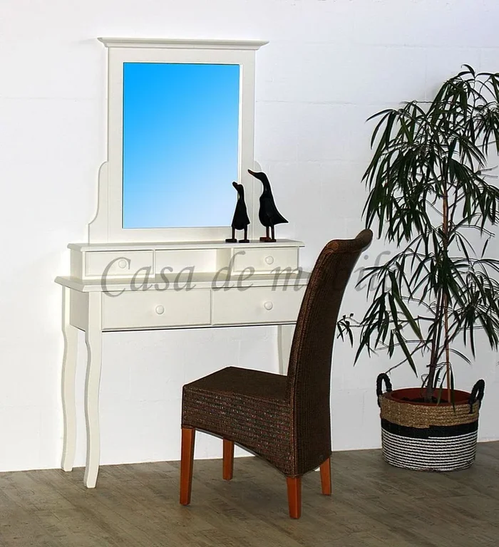 Schminktisch SEBY 110x180x38cm Fichte massiv altweiß creme lackiert