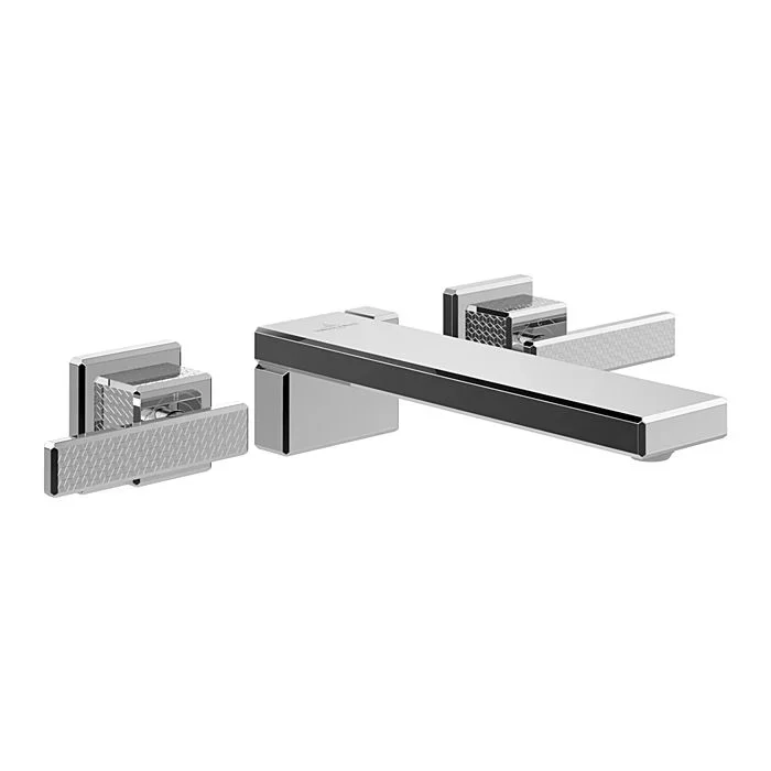 Villeroy und Boch Mettlach Dreiloch-Waschtischarmatur TVW12600400061 ohne Ablaufgarnitur, verstellbarer Strahlregler, Wandmontage, chrom