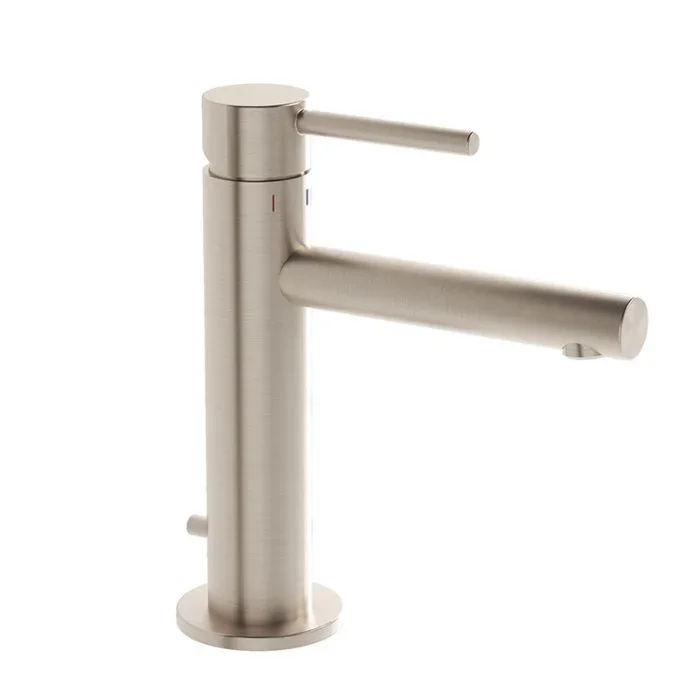 Vitra Origin Waschtischarmatur A4256834 Ausladung 125mm, Einlochmontage, mit Ablaufgarnitur, Nickel gebürstet