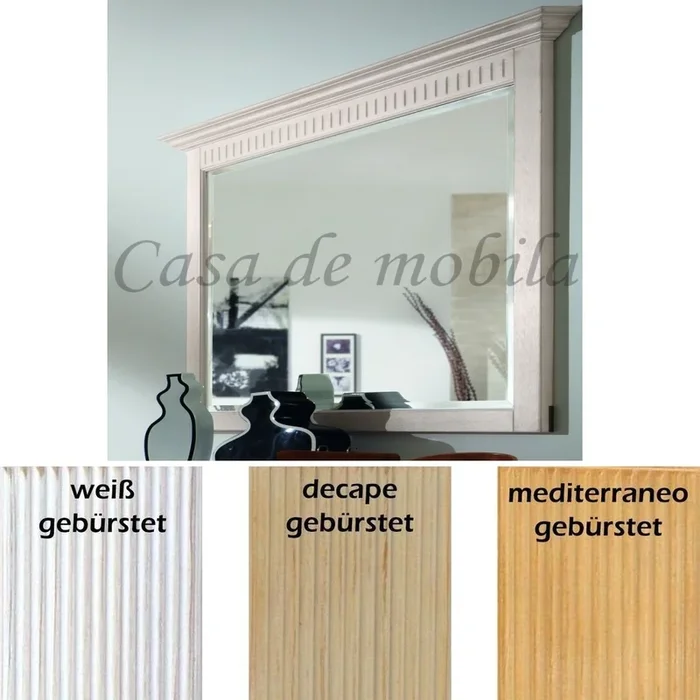 Wandspiegel ROSSIO 110x110x6cm Pinie massiv weiß decape sandfarbe mediterano honig
